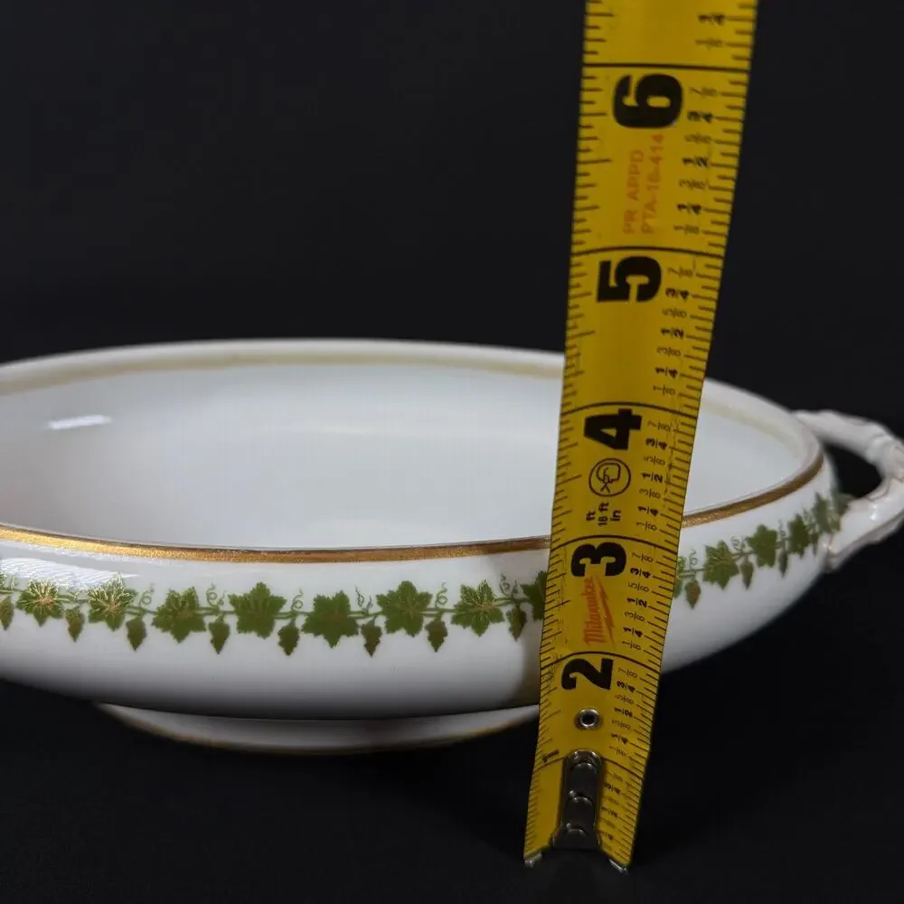 Vintage Limoges France Oval Serving Dish white with floral Grape gold trim 12